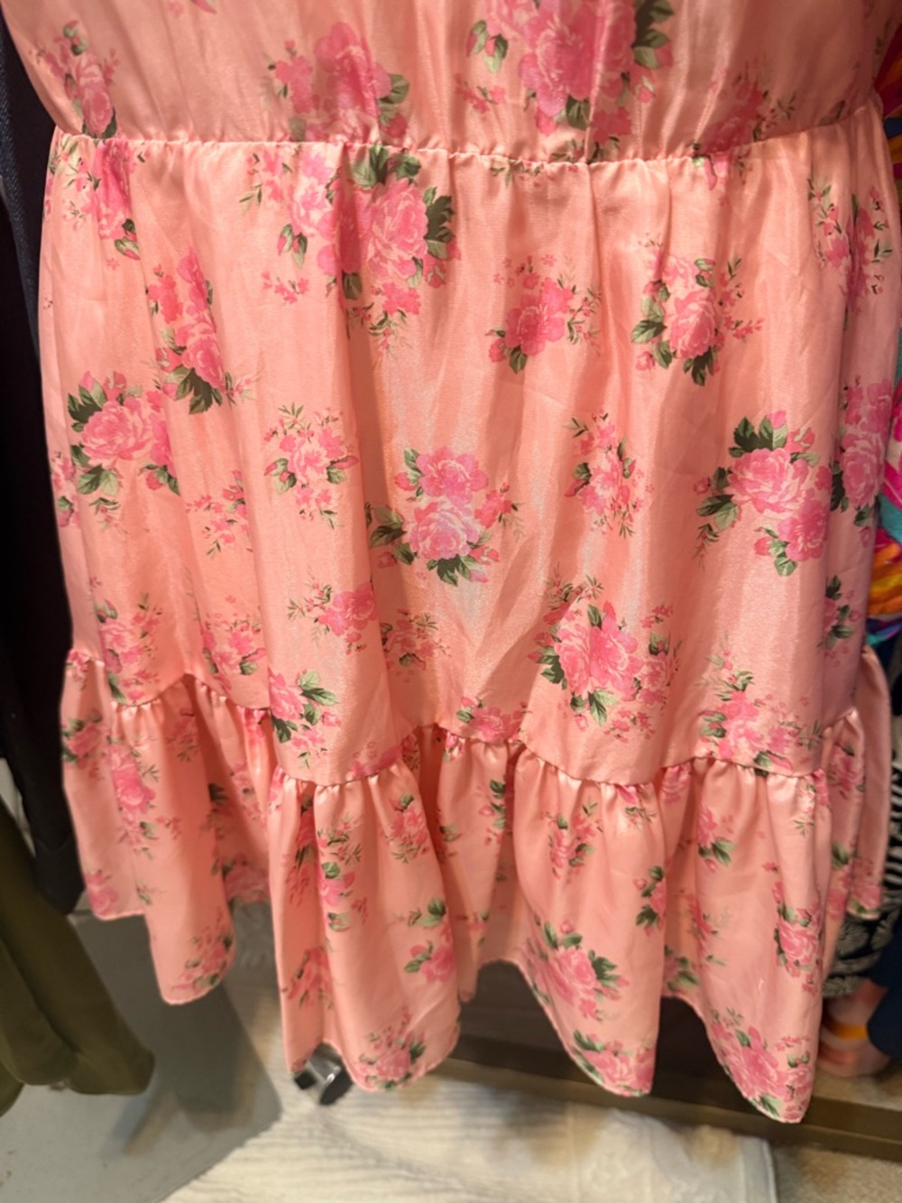 LoveShackFancy Peach Pink Floral Puff-Sleeve Dress 10 - Picture 7 of 8